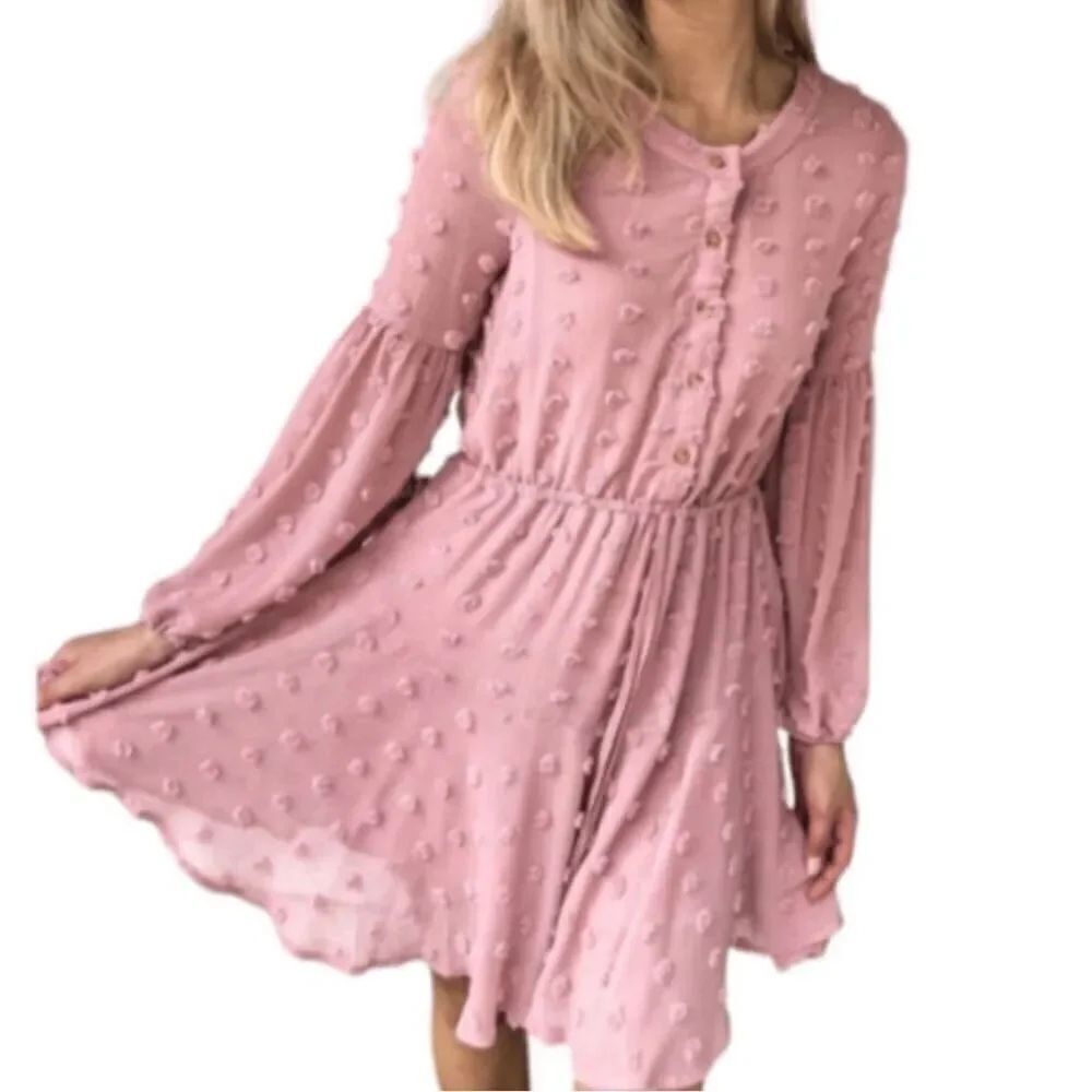 Anthropologie Moon River Mini Dress Women’s Small Dusty Rose Ruffles